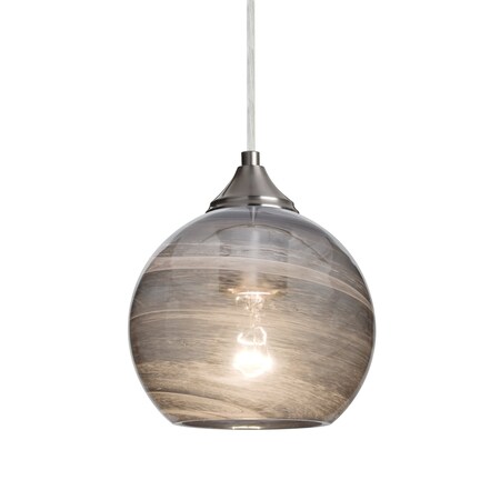 Besa Lighting Jilly Cord Pendant, Vapor Smoke, Satin Nickel Finish, 1x60W Incandescent 1JT-JILLYSM-SN